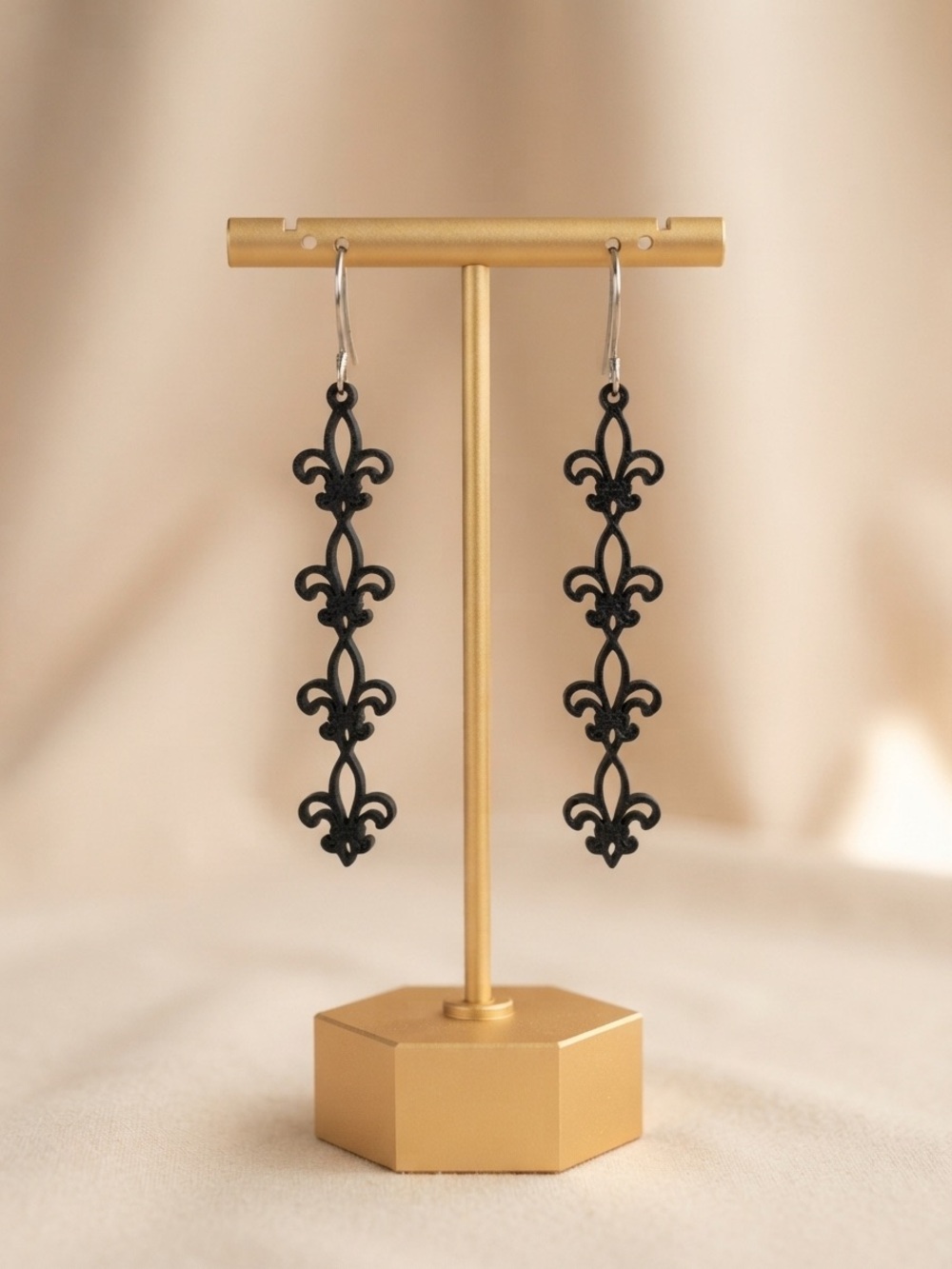 Black Fleur-de-Lis Dangle Earrings - Elegant Women’s Jewelry